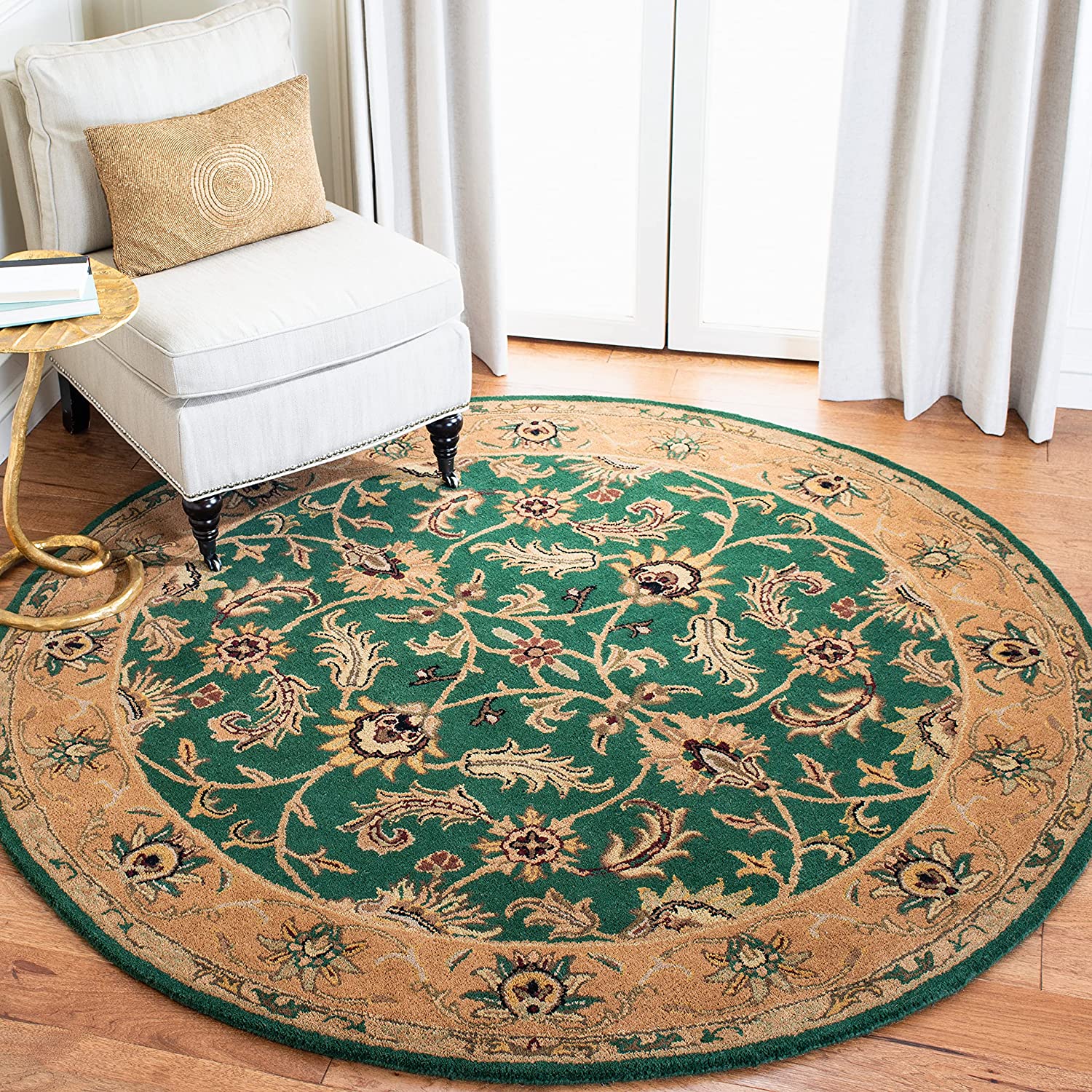 Carpet trends handmade green round woolen carpet