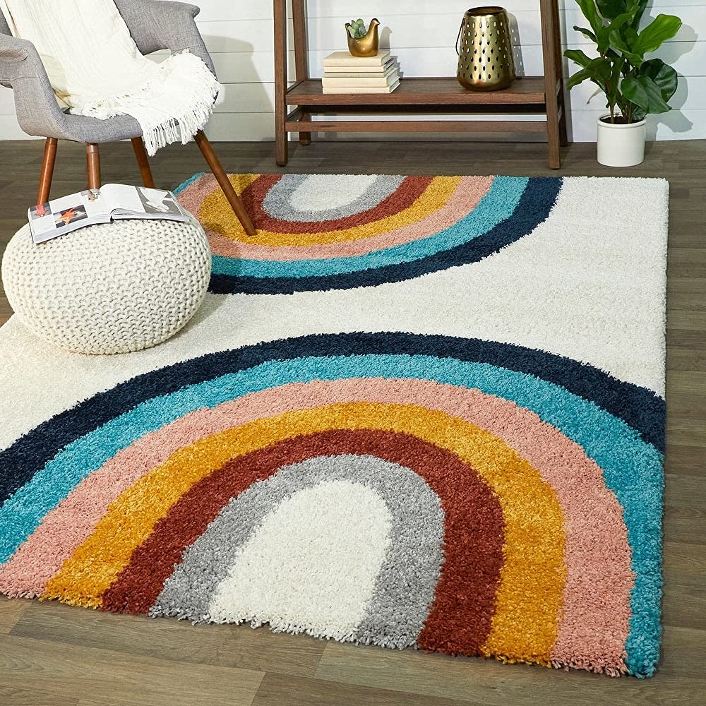Carpet trends shaggy rainbow colour